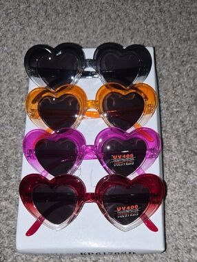 Heart Sunglasses - Black, Orange, Pink, Red